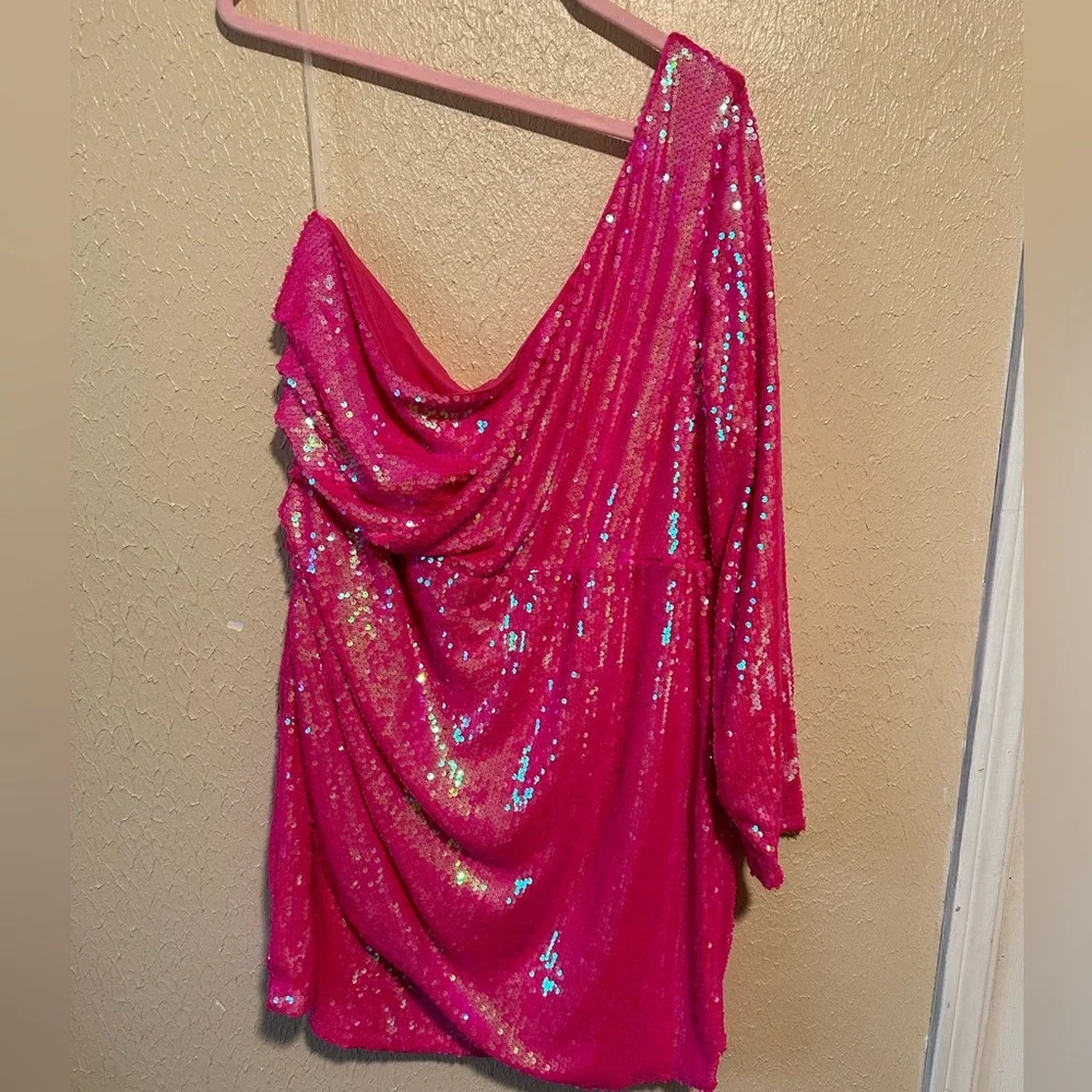 FAERIESTY Sequins Cocktail Dress Size 4X Plus Size Barbie pink - Picture 3 of 12